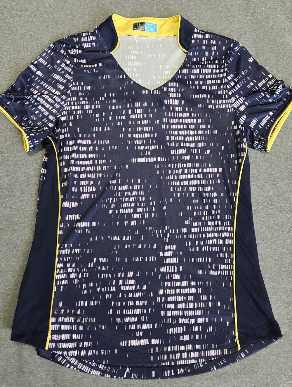 PGA Tour Golf Polo Ladies Size Medium Purple Yellow Womens Tennis Pickleball